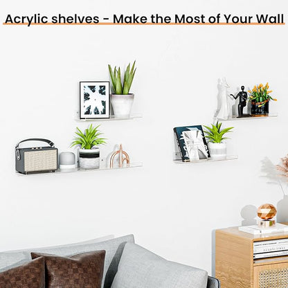upsimples 4 Pack 15x6 Inches Acrylic Bathroom Shelves - Image 5