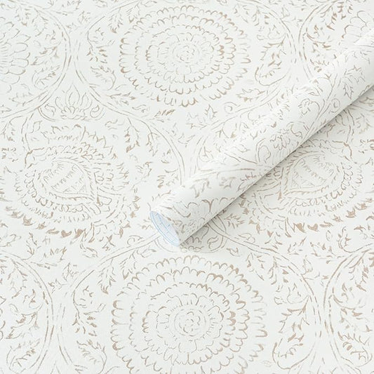 Heroad Boho Peel and Stick Wallpaper Modern Floral Wall Paper Neutral Beige by HeroadBrand