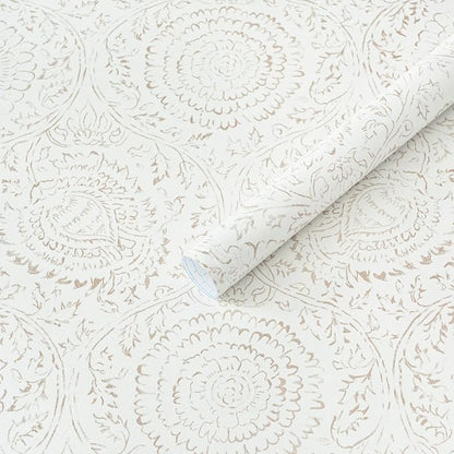 Heroad Boho Peel and Stick Wallpaper Modern Floral Wall Paper Neutral Beige by HeroadBrand