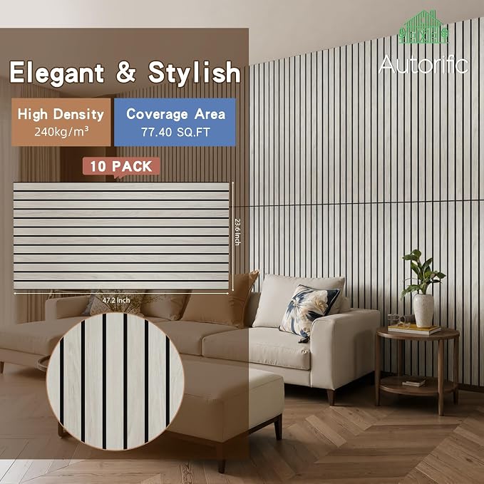 Wood Veneer Sound Panels, 10 Pack 47.2”x23.6” Wall Panels, Decorative Acoustic - Image 2