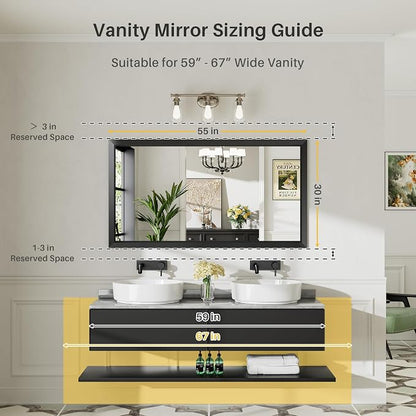 Briivue 55.1x30.1 Inch Black Bathroom Mirror - Image 2