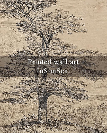 InSimSea Framed Canvas Wall Art, Neutral Sketch Tree Painting, Rustic Nature - Image 7