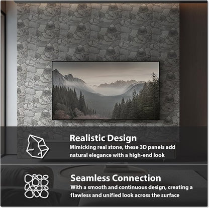 CONCORD WALLCOVERINGS 3D Faux Stone Wall Panels, Lightweight 17.5" x 23.75" PVC - Image 3