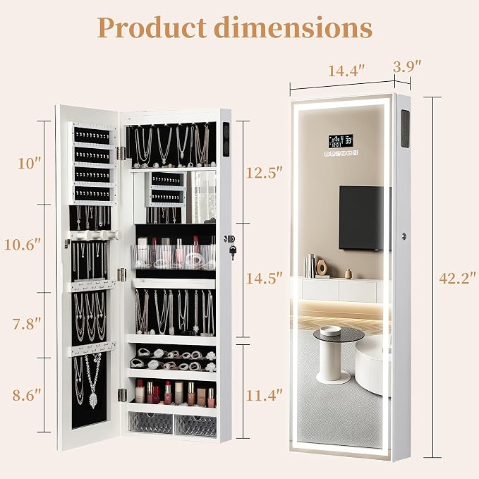 LED Mirror Jewelry Cabinet - Image 6
