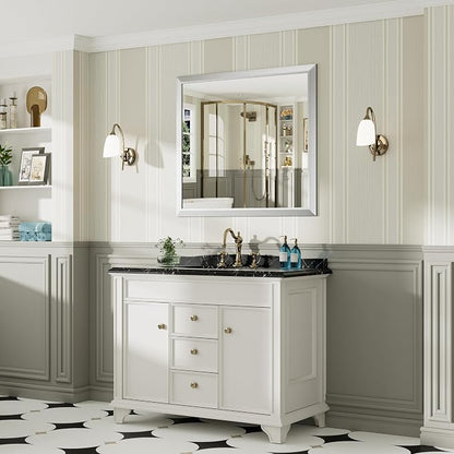 40x36 Inch Brushed Silver Bathroom Mirror - Image 4