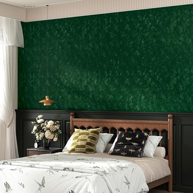 Wallercity Emerald Green Velvet Peel and Stick Wallpaper 15.8''x78.7'' Soft - Image 5