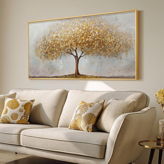 Large Framed Tree of Life Gold Wall Art, Large Canvas Prints Paintings Artwork - Image 2