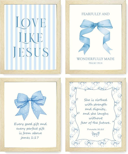 LARTSFRO Coquette Blue Bow Jesus Wall Art Decor Posters, Light Blue Bow Room by Unknown