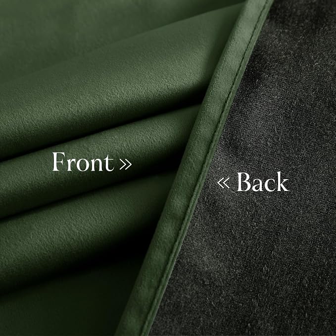 NICETOWN Olive Green Velvet Blackout Curtains 92 inch Long - Image 8