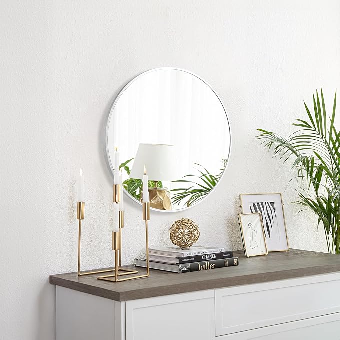 Fabuday Silver Circle Mirror for Wall 22 inch - Image 3