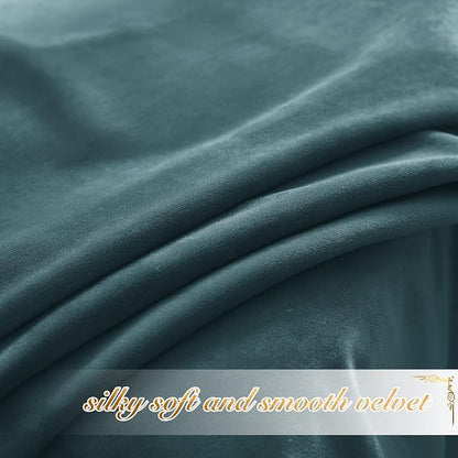 NICETOWN Greyish Blue Velvet Curtains 52" x 63", 2 Panels - Image 5