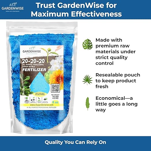 20-20-20 Water-Soluble Fertilizer – Powder for Liquid Plant Food for Indoor & Outdoor Plants, Orchids, Vegetables, Lawns, Flowers – 20 20 20 Fertilizer 1/2 Quart (1 lb)