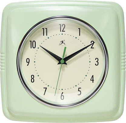 Infinity Instruments Retro Wall Clock – 9-Inch Square Silent Non-Ticking by InfinityInstruments
