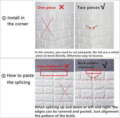 MYOYAY 10 Pcs 3D Wall Panels Peel and Stick 27.5 x 30.3 Inch White Brick - Image 5