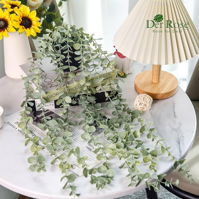 Der Rose 1Pcs Fake Plants Hanging Artificial Potted Faux Eucalyptus Plants - Image 2