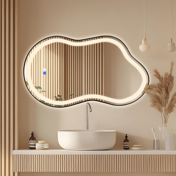 Dorlicecass Irregular Led Bathroom Mirror- Black 24"x36" Single Piece Vanity - Image 2