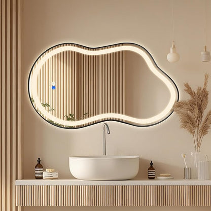 Dorlicecass Irregular Led Bathroom Mirror- Black 24"x36" Single Piece Vanity - Image 2