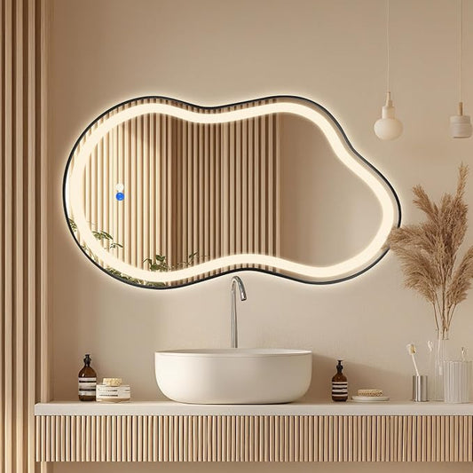 Dorlicecass Irregular Led Bathroom Mirror- Black 24"x36" Single Piece Vanity - Image 2