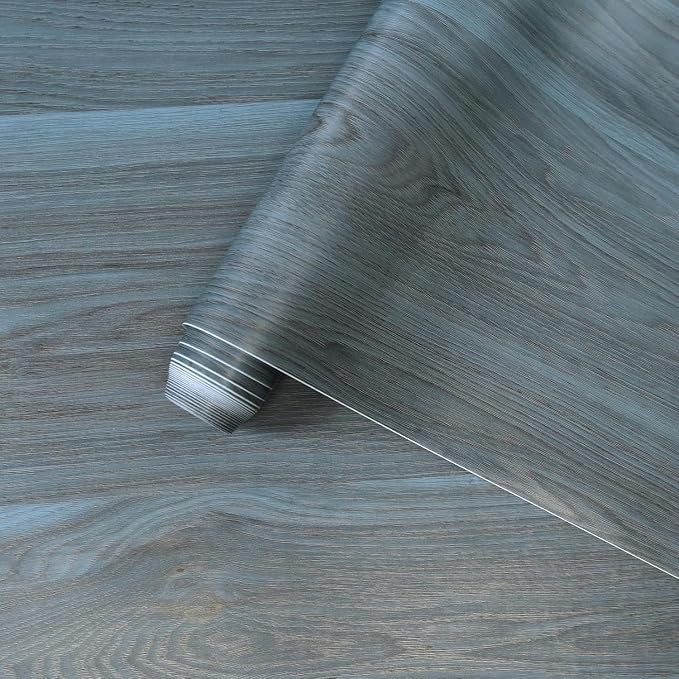 BOMENG Blue Wood Grain Contact Paper Peacock Wallpaper Peel and Stick by BOMENG
