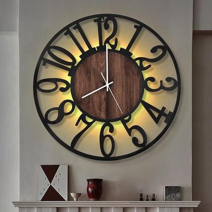 LEIKE Large LED Wall Clocks, Non Ticking, Battery Operated Rustic Round Modern by LEIKEWALLCLOCK