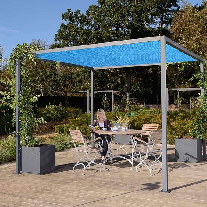 Eden's Decor Straight Flat-Edged Sun Shade Sail Rectangular 11' x 19' Blue UV-Blocking Outdoor Canopy Fabric Cloth Awning for Pergola Patio Garden Backyard Custom Size