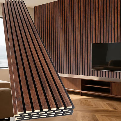 Yuzzy 4 Pack Wood Panels for Wall, 94.5" x 11" Acoustic Wood Slat Wall Panel by Yuzzy