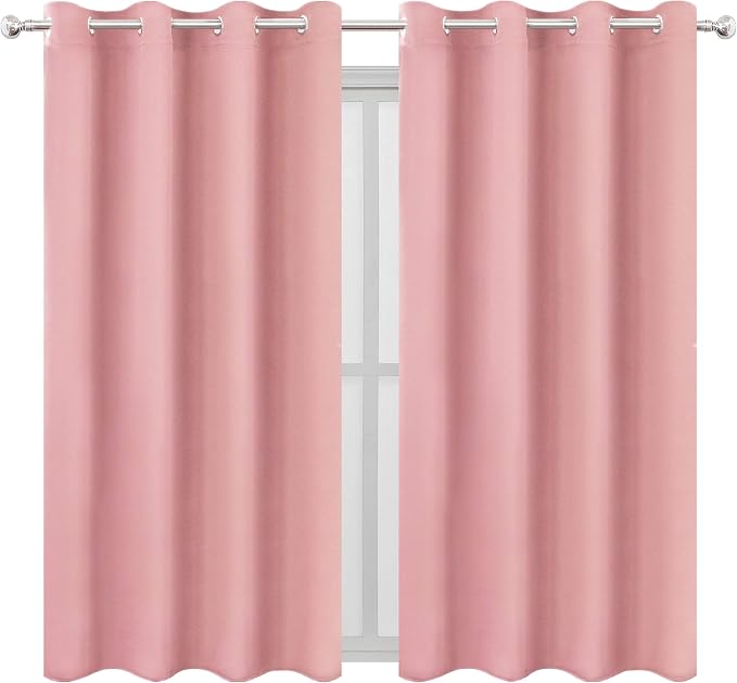 LEMOMO Pink Thermal Blackout Curtains/52 x 54 Inch/Set of 2 Panels Room by Lemomo