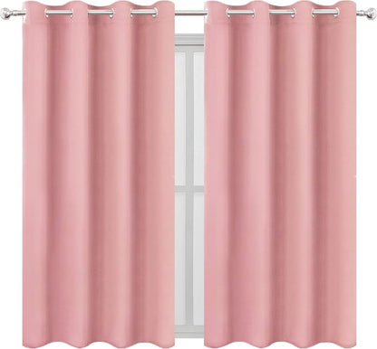 LEMOMO Blackout Curtains 52 x 63 inch/Pink Curtains Set of 2 Panels/Thermal - Image 2