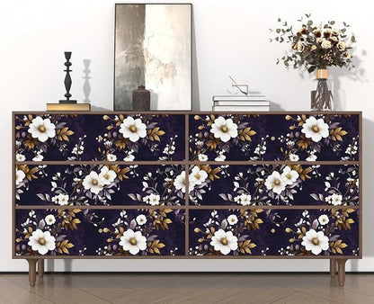 Vintage Floral Wallpaper Peel and Stick Purple White Flowers Contact Paper - Image 3