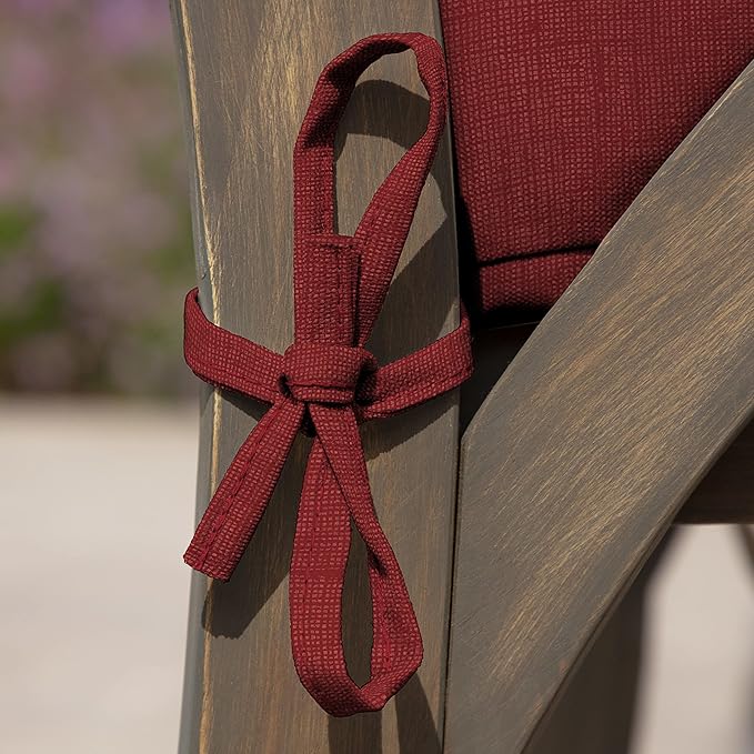 Arden Seat Cushion, 21 x 21, Rain-Proof, Fade Resistant, Cushion for Patio Dining, Adirondack, and Outdoor Chairs Ruby Red Leala