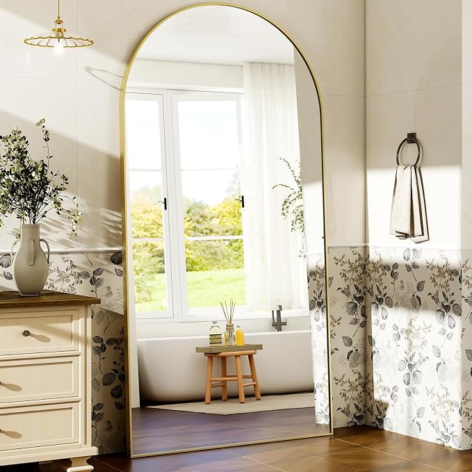 HARRITPURE 71"x30" Arched Full Length Mirror Free Standing Leaning Hanging - Image 2
