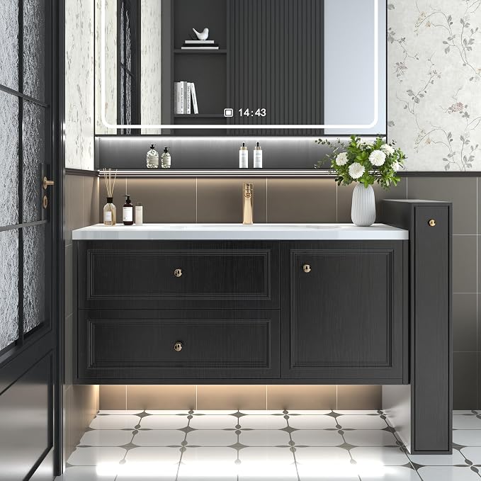 Abyssaly Black Wood Wallpaper 17.71 Inch X 196 Inch Peel Stick Countertops - Image 6