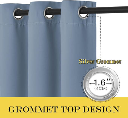 NICETOWN Stone Blue Blackout Curtain 120 inch Length, Grommet Window Treatment - Image 3