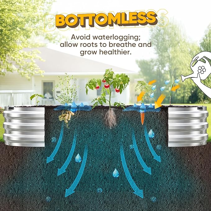 KING BIRD Raised Garden Bed Kit 2025 Upgraded Quick-Setup Galvanized Planter Garden Box Outdoor for Gardening, Vegetables, Flowers, 94x36x12 in, Silver