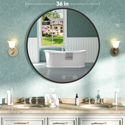 NEWBULIG Round Wall Mirror, 36 Inch Bathroom Mirrors - Image 2