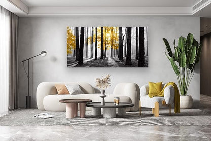 Cao Gen Decor Art S06375 Wall Art Canvas Painting Yellow Tree in Black and - Image 5