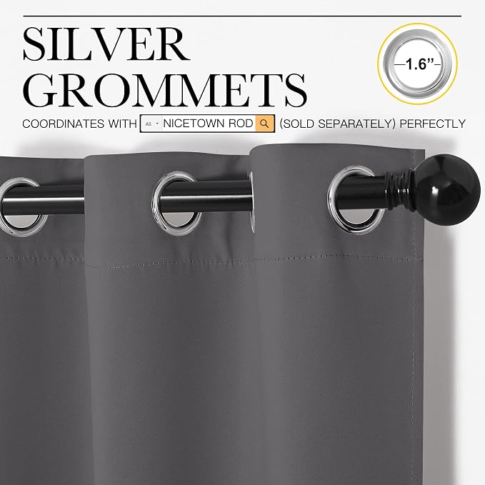 NICETOWN Bedroom Blackout Curtains Panels, 1 Pair, 55 inches by 110 Inch - Image 2