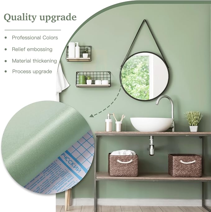 Dimoon 17.7''x118'' Peel and Stick Wallpaper Light Green Contact Paper - Image 8