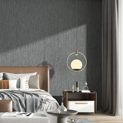 Haimin Grasscloth Wallpaper Textured 24in X 393in Fabric Contact Paper Gray - Image 7