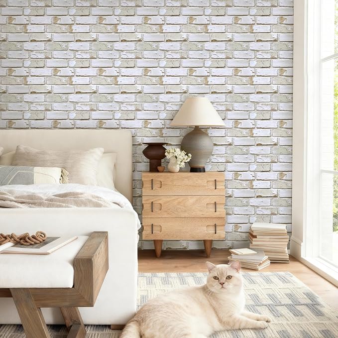 COMSTICKC 3D Faux Brick Wall Stickers Wall Panels, Small Brick Size, Thin PVC - Image 2