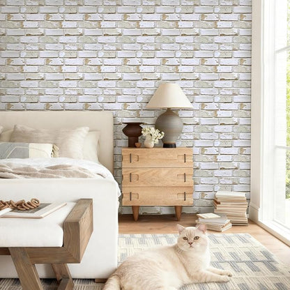 COMSTICKC 3D Faux Brick Wall Stickers Wall Panels, Small Brick Size, Thin PVC - Image 2