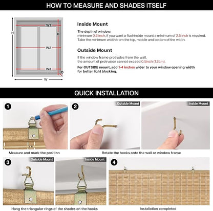 LazBlinds Cordless Bamboo Blinds, Bamboo Roll Up Shades - Image 6