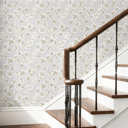 Floral Peel and Stick Wallpaper Farmhouse Pear Blossom Vintage Wallpaper - Image 4