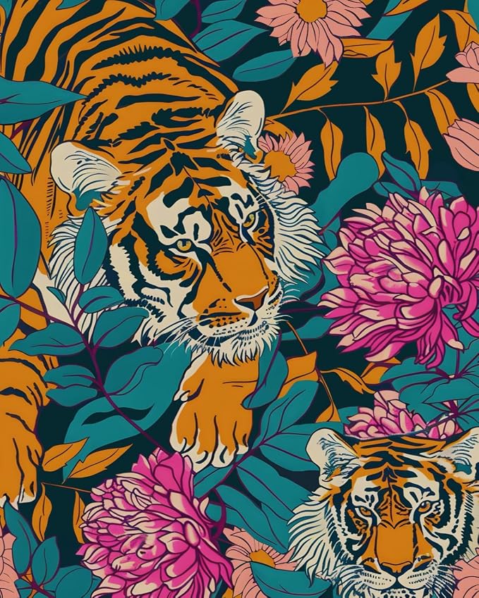 BOKEBEVE Extra Long Tiger Stick and Peel Wallpaper Vintage Floral Contact Paper by BOKEBEVE