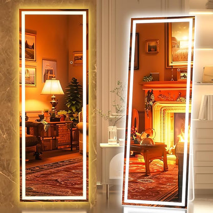 Hasipu Full Length Mirror with Lights, Full Body Dressing Hanging Mounted Mirror by Whatssuitableisthebest