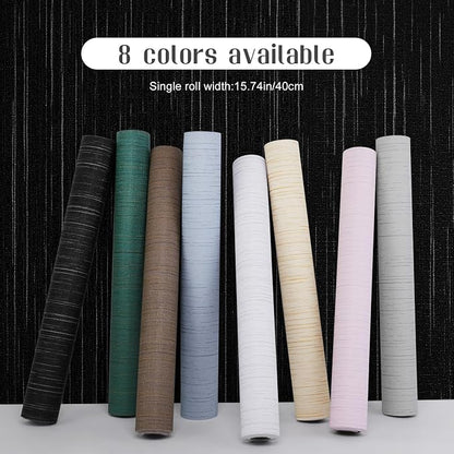 Black Grasscloth Peel and Stick Wallpaper Vintage Texture Removable Waterproof - Image 2