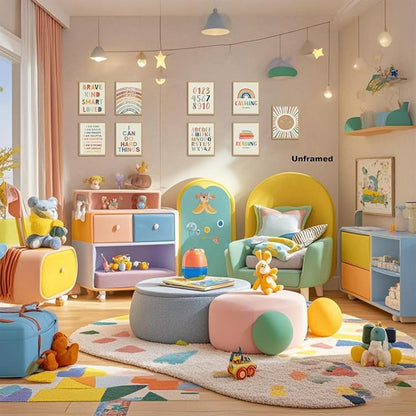 SEHSUVC Baby Alphabet 1 2 3 Wall Art Set of 9, Number Rainbow Canvas Posters - Image 6