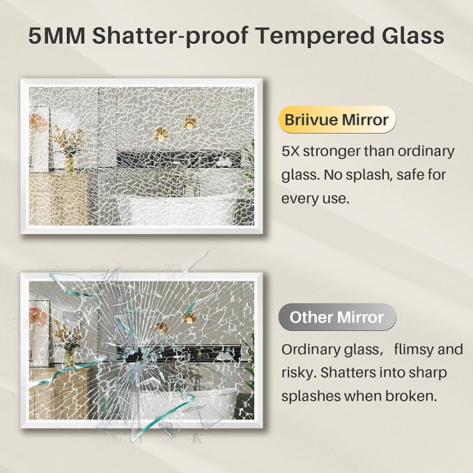 72x32 Inch White Bathroom Mirror - Image 7