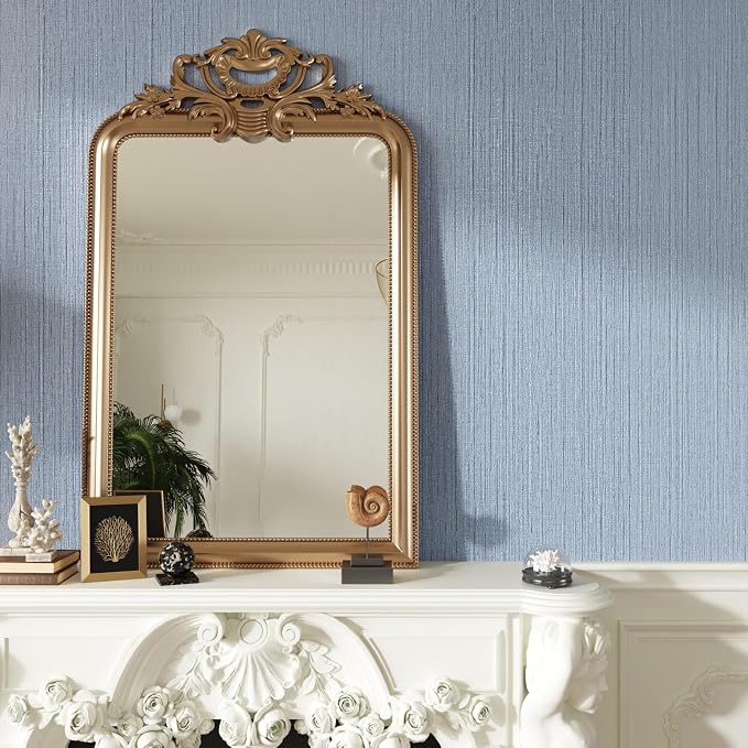 CRE8TIVE 24"x118" Wide Light Blue Grasscloth Peel and Stick Wallpaper Fabric - Image 4