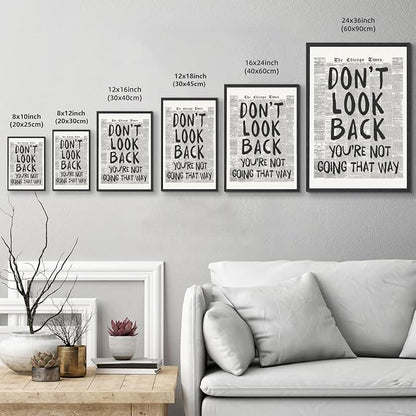 Framed Retro Newspaper Wall Art Trendy Black and White Poster Dont Look Back - Image 3